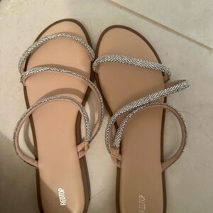 Women's Tan Sandals with Sparkling Straps